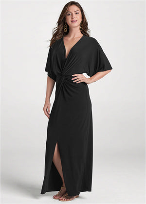 Twist front maxi dress - Black - thumbnail-6