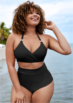 Laguna Wrap Bikini Top - Black Beauty - thumbnail-4