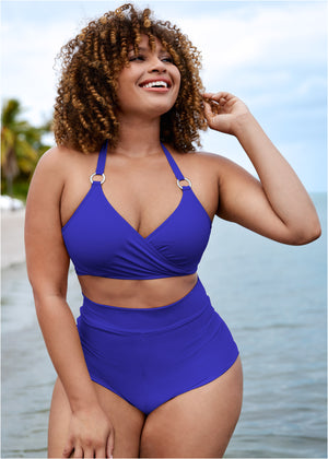 Laguna Wrap Bikini Top - Cobalt Blue - thumbnail-4