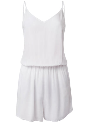 Smocked Back Romper - Pearl White - thumbnail-3