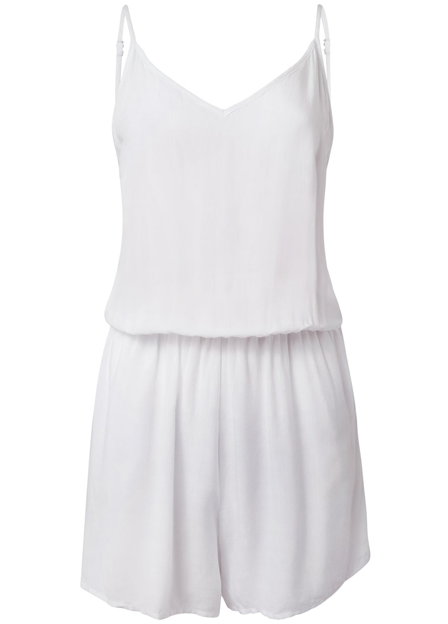 Smocked Back Romper - Pearl White