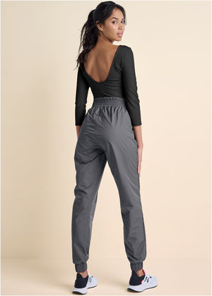 Two-Tone Sport Jumpsuit - Black & Grey - thumbnail-2