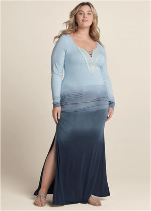 Strappy Ombre Maxi Dress - Blue Multi - thumbnail-7