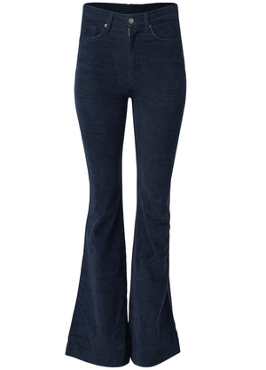 Corduroy Flared Pants - Navy - thumbnail-7