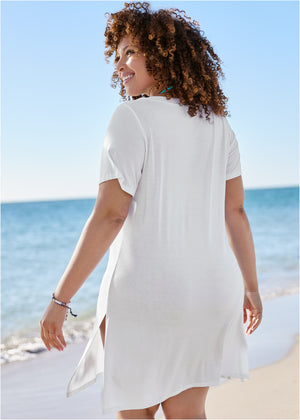 T-Shirt Cover-Up Dress - Pearl White - thumbnail-6