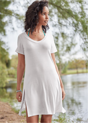 T-Shirt Cover-Up Dress - Pearl White - thumbnail-1