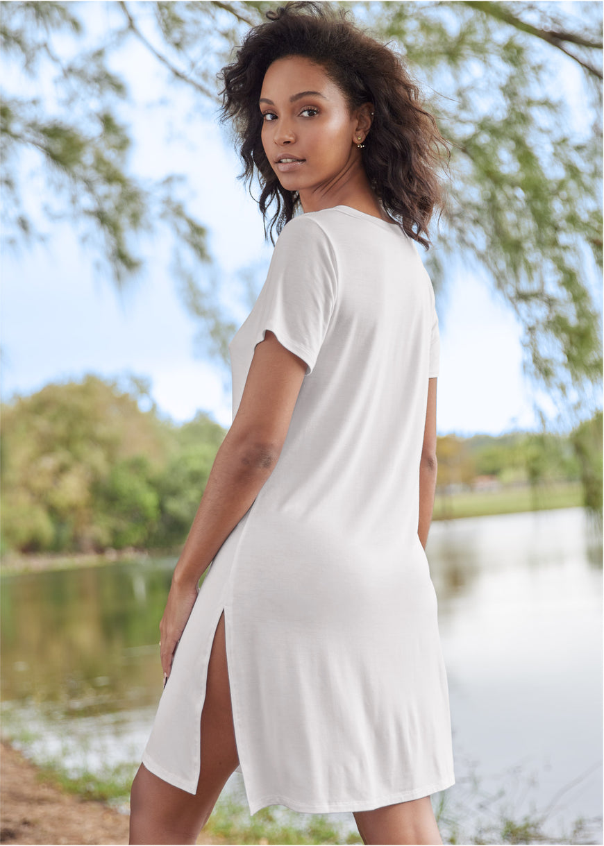 T-Shirt Cover-Up Dress - Pearl White