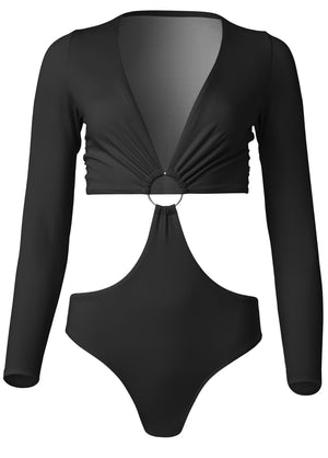 Long Sleeve Monokini - Black Beauty - thumbnail-3