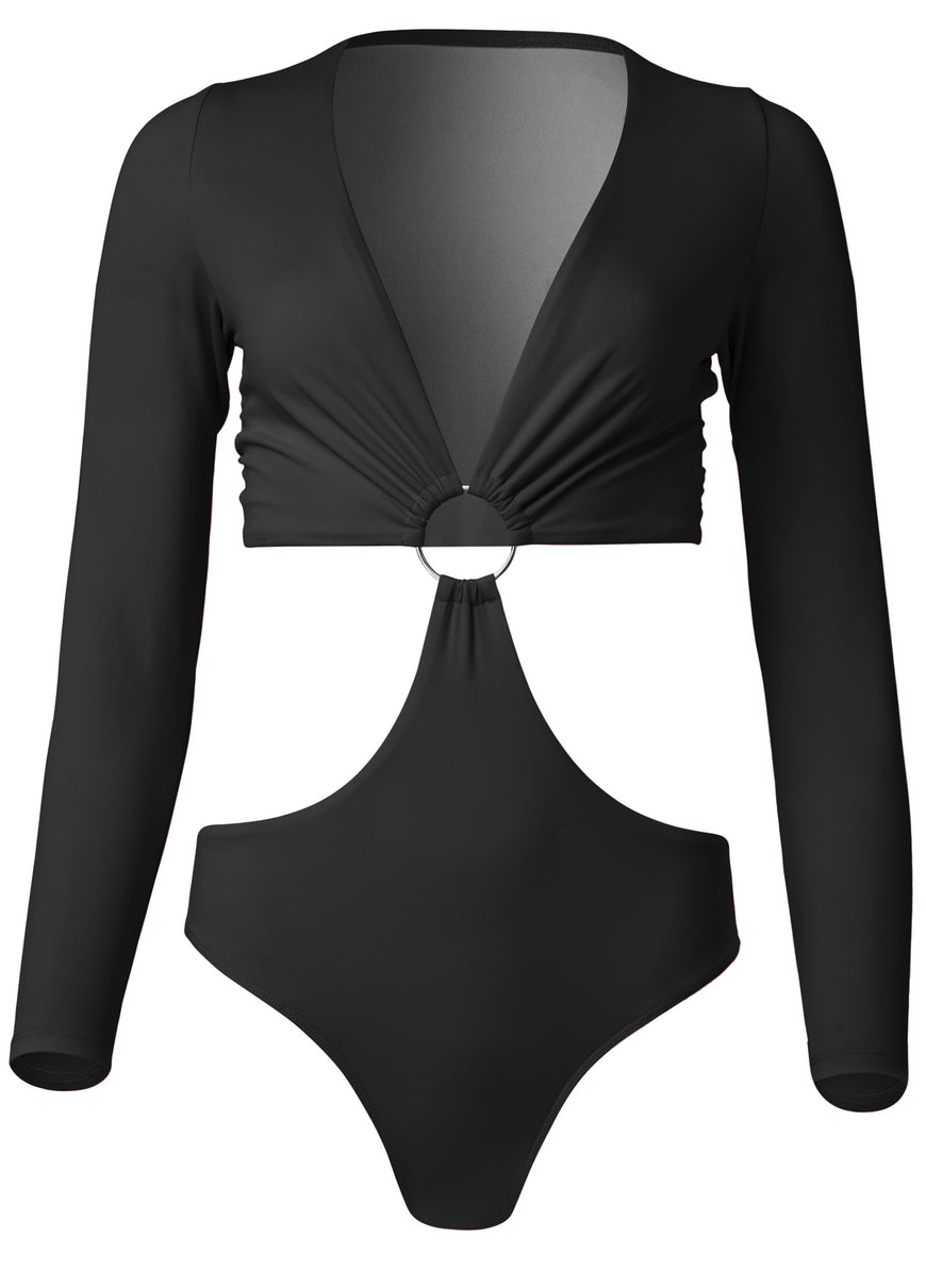 Long Sleeve Monokini - Black Beauty