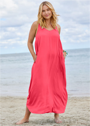 Boho Maxi Dress Cover-Up - Sunset Pink - thumbnail-4