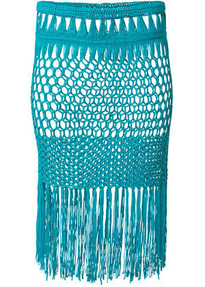 Fringe Mini Skirt - Aqua Reef - thumbnail-3