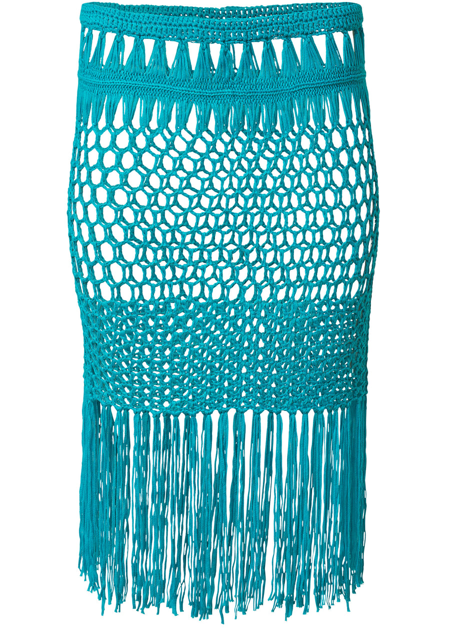 Fringe Mini Skirt - Aqua Reef