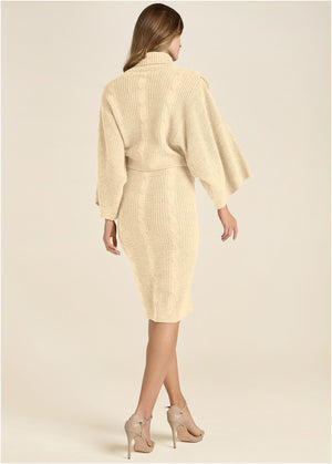 Two-Piece Sweater Dress  - Beige - thumbnail-2