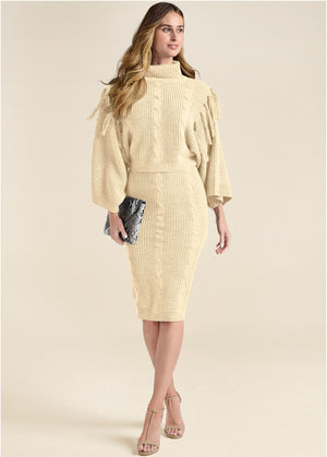 Two-Piece Sweater Dress  - Beige - thumbnail-6