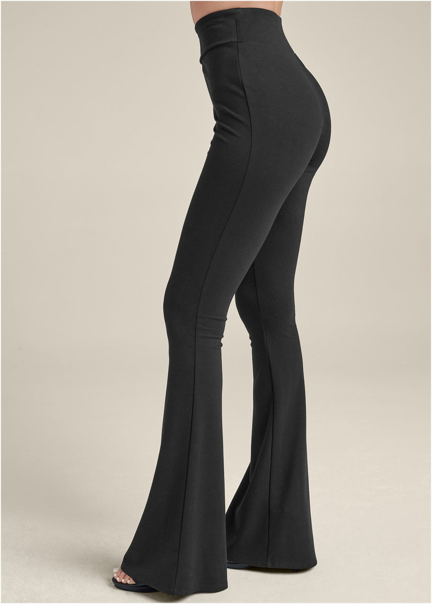 Flared Leg Ponte Pants - Black