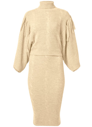 Two-Piece Sweater Dress  - Beige - thumbnail-5