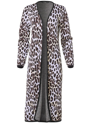 Snow Leopard Print Duster - White Multi - thumbnail-5