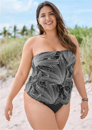 Bandeau tie blouson tankini top - Glamour Girl - thumbnail-4