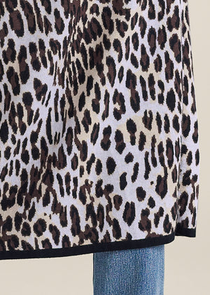 Snow Leopard Print Duster - White Multi - thumbnail-4