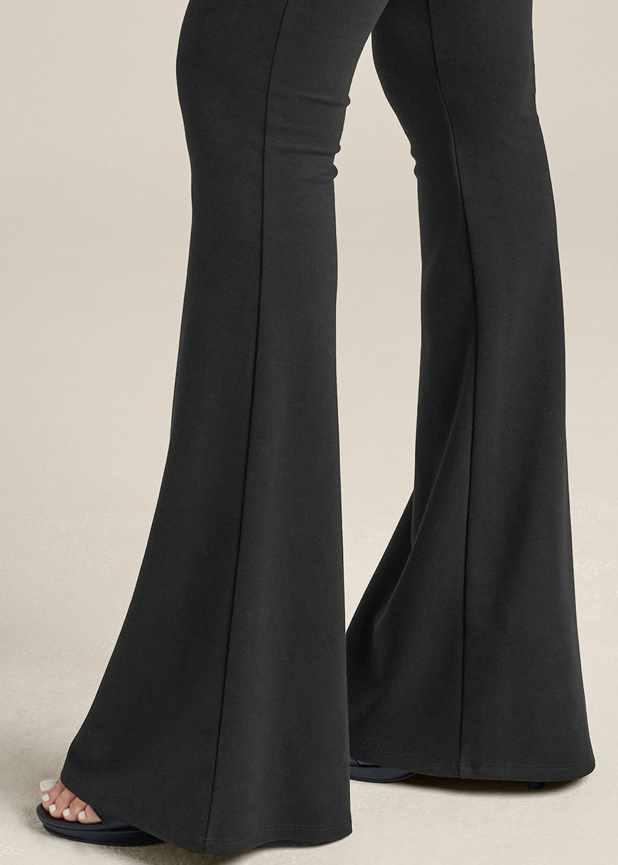 Flared Leg Ponte Pants - Black