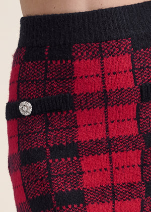 Plaid Sweater And Skirt Set - Black & Red - thumbnail-3