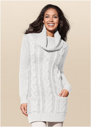 Cozy Sweater Dress - Off White - thumbnail-1