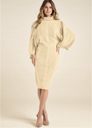 Two-Piece Sweater Dress  - Beige - thumbnail-1