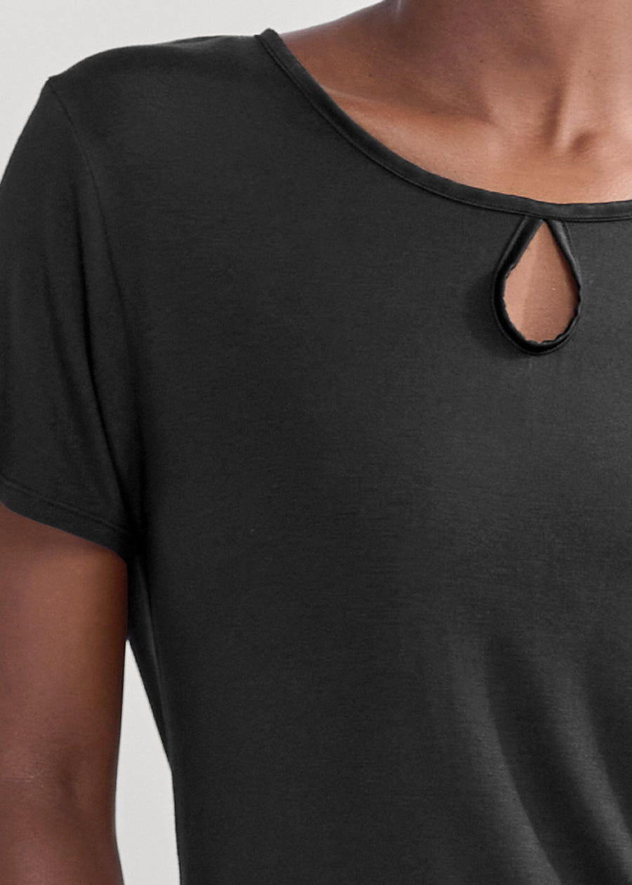 Satin detail sleep top - Black