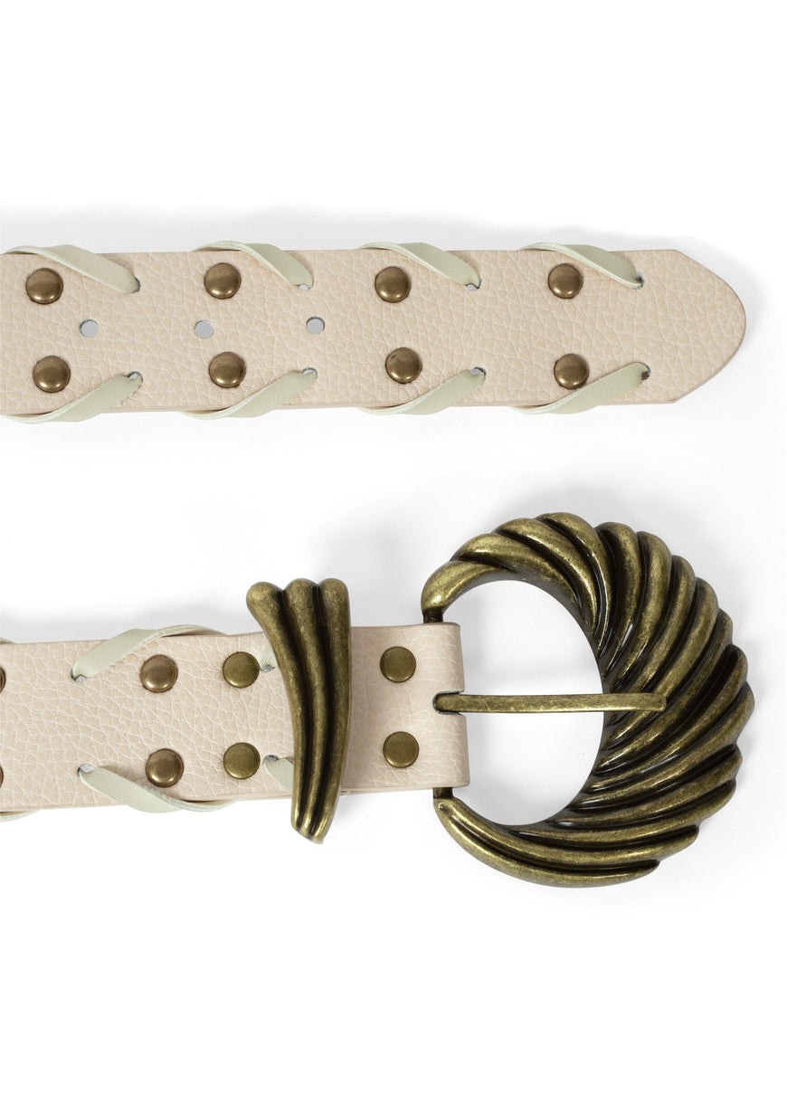 Aurora Studded Woven Belt - Natural Multi