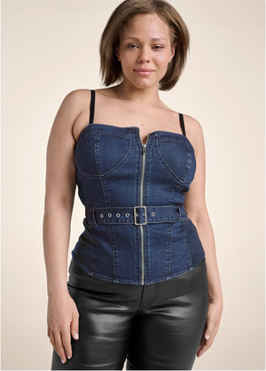 Denim Bustier Top  - Denim Multi - thumbnail-11