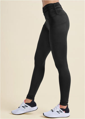 Ruched waist leggings - Black - thumbnail-3