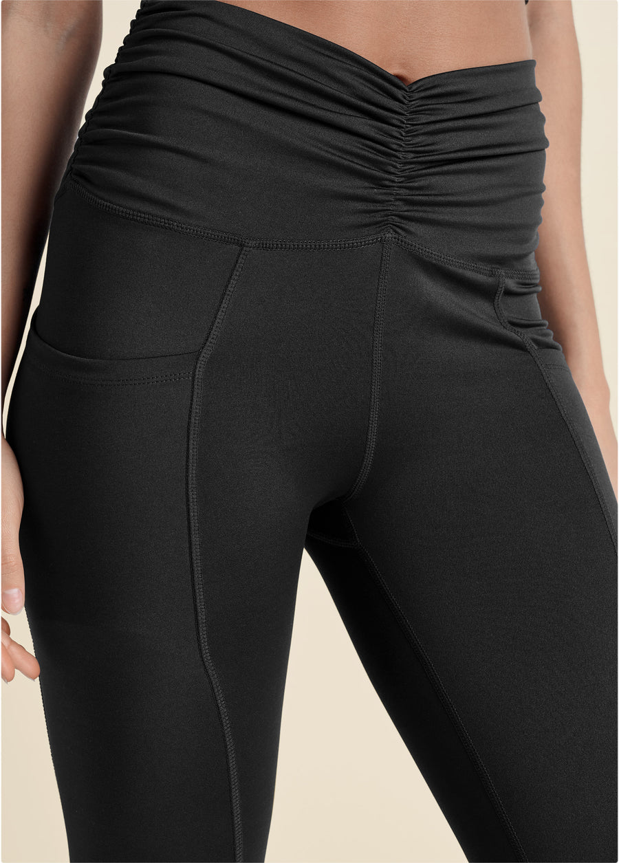 Ruched Waist Leggings - Black