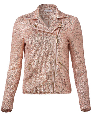 Sequin Moto Jacket - Rose Gold - thumbnail-6