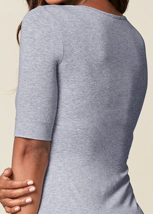 Long and lean tee - Light Heather Grey - thumbnail-5