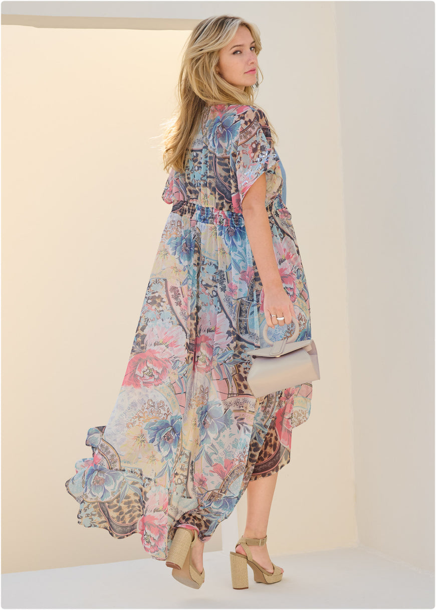 Floral paisley maxi top - Blush Multi