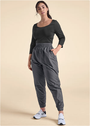 Two-Tone Sport Jumpsuit - Black & Grey - thumbnail-9