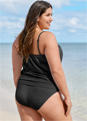 Blouson Bandeau Tankini Top - Black Beauty - thumbnail-4