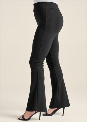 Flared Leg Ponte Pants - Black - thumbnail-12