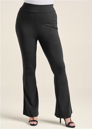 Flared Leg Ponte Pants - Black - thumbnail-10