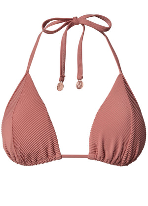 Rib Triangle Bikini Top - Pink Rosette - thumbnail-3