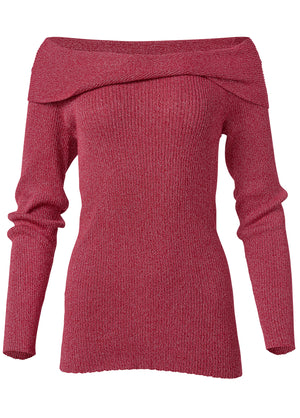 Shimmer Twist-Front Sweater - Red Multi - thumbnail-6