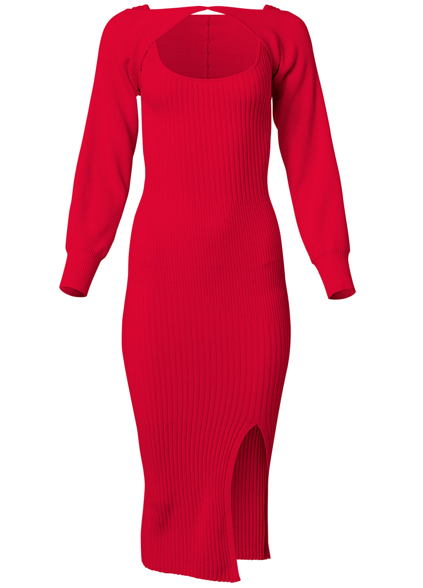 Sweater Dress With Shrug - Red