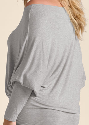 Off-Shoulder Dress - Heather Grey - thumbnail-11