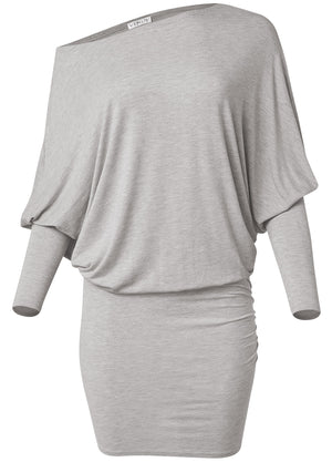 Off-Shoulder Dress - Heather Grey - thumbnail-6