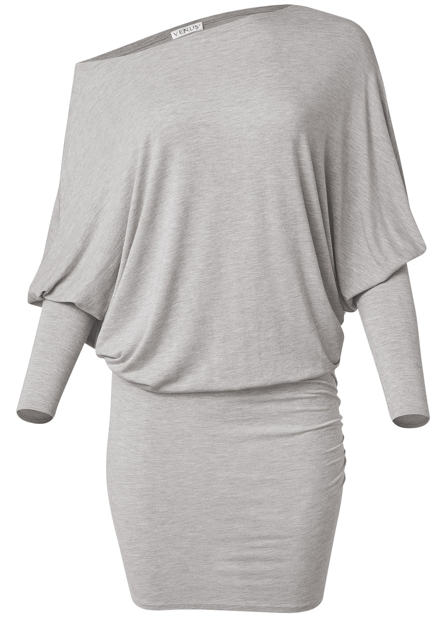 Off-Shoulder Dress - Heather Grey