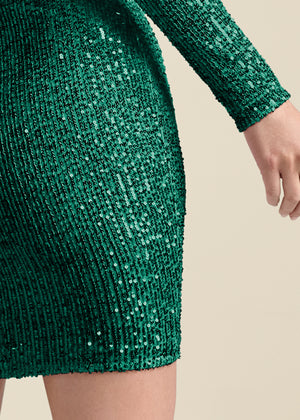 Robe à sequins torsadée sur le devant - Olive - thumbnail-4