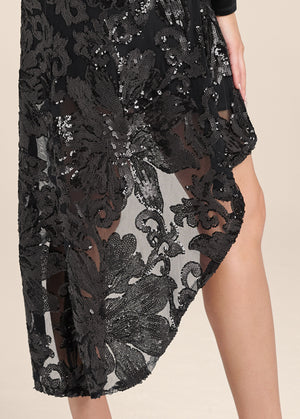 Sequin Lace High-Low Dress - Black - thumbnail-4