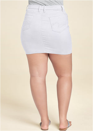 Mini Jean Skirt - White - thumbnail-8