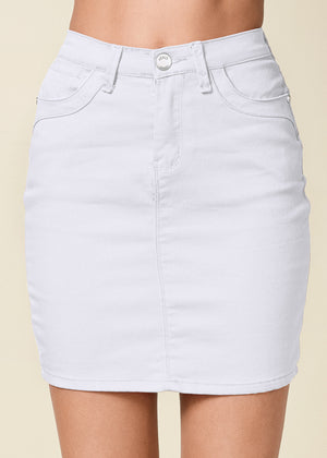 Mini Jean Skirt - White - thumbnail-5