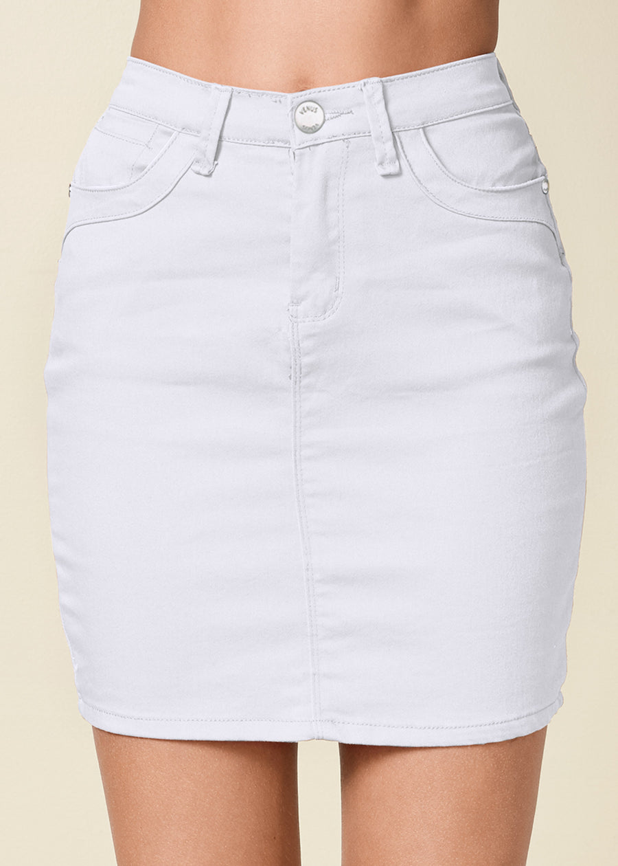 Mini Jean Skirt - White